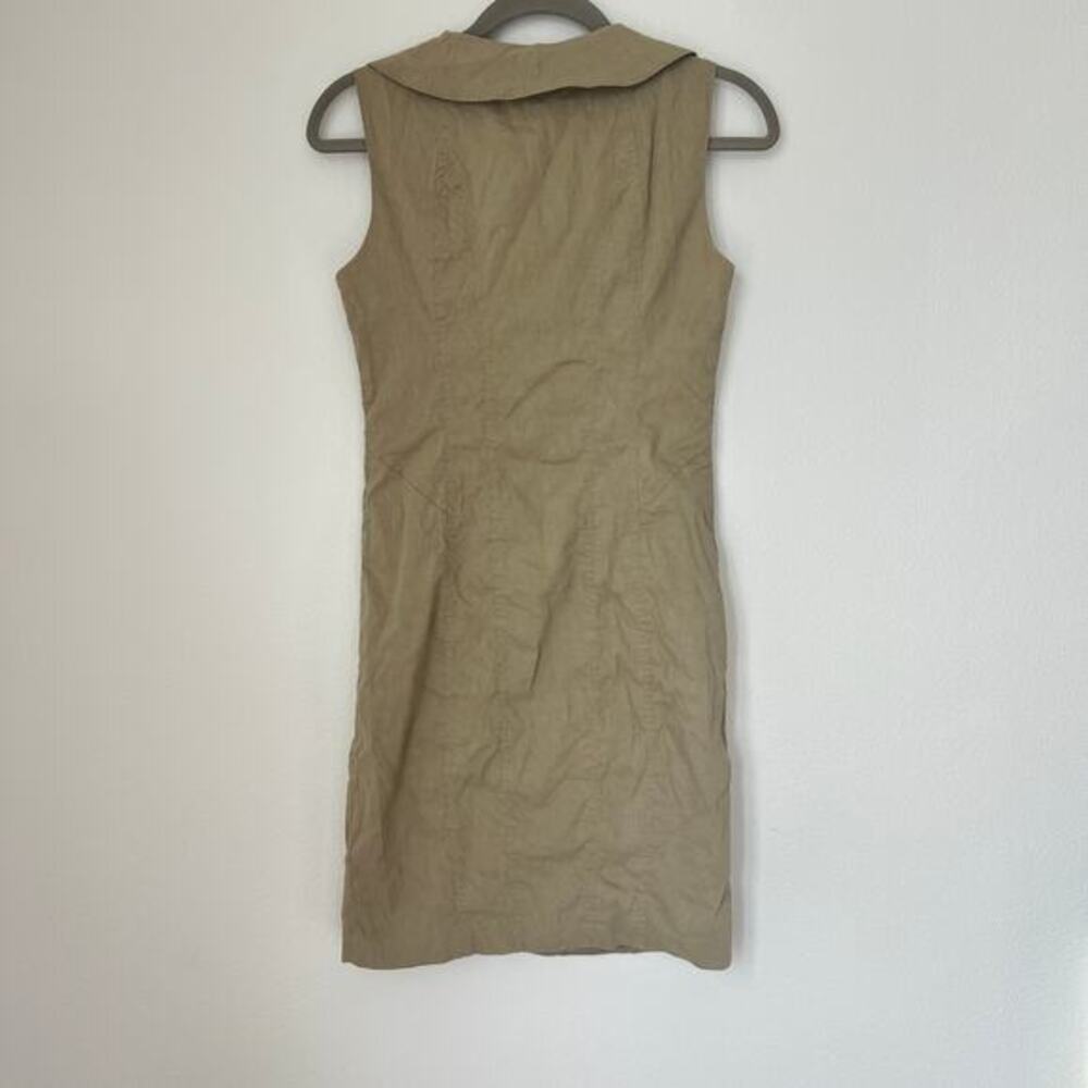 Elie Tahari Khaki Linen Blend Sleeveless Sheath Dress 2 Minimalist Quiet Luxury - Picture 7 of 7